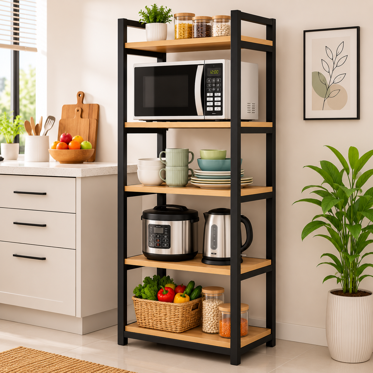 5-Tier Kitchen Counter Shelf & Microwave Stand