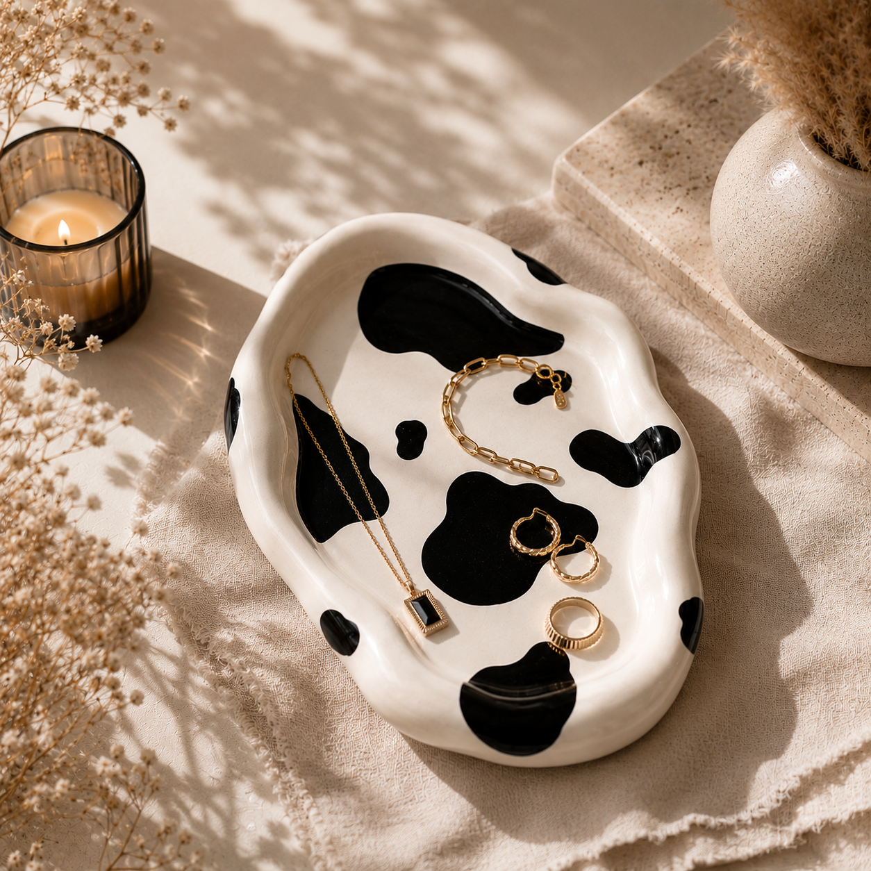 Cow Print Jewelry Tray