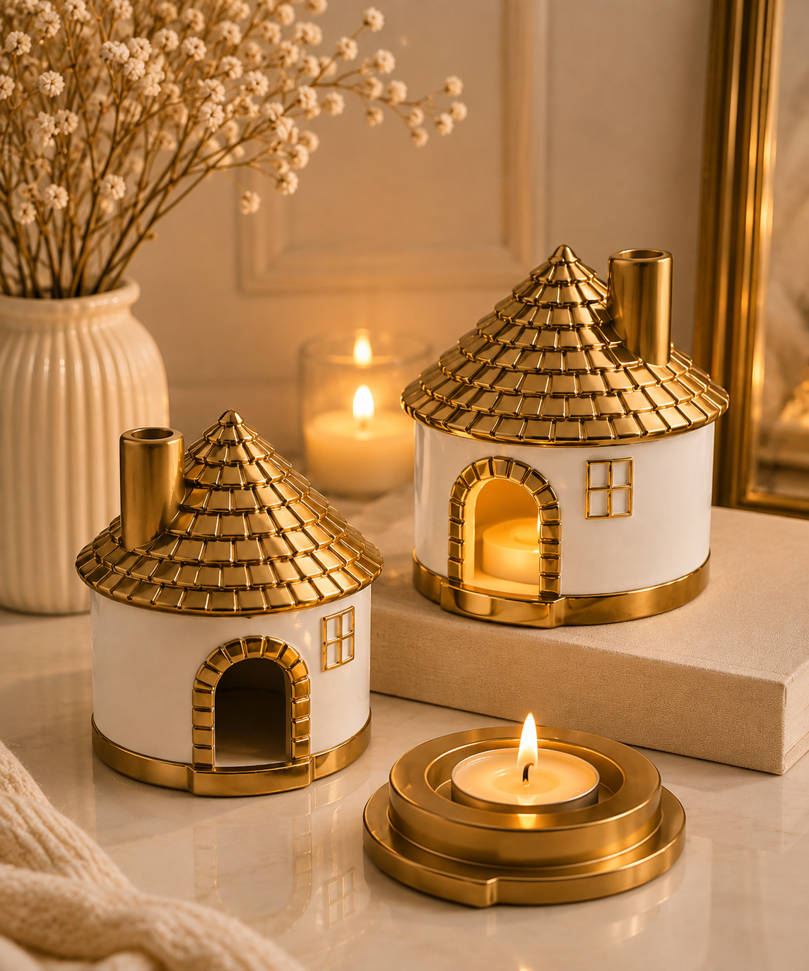 Roof Ceramic House Candle Holder