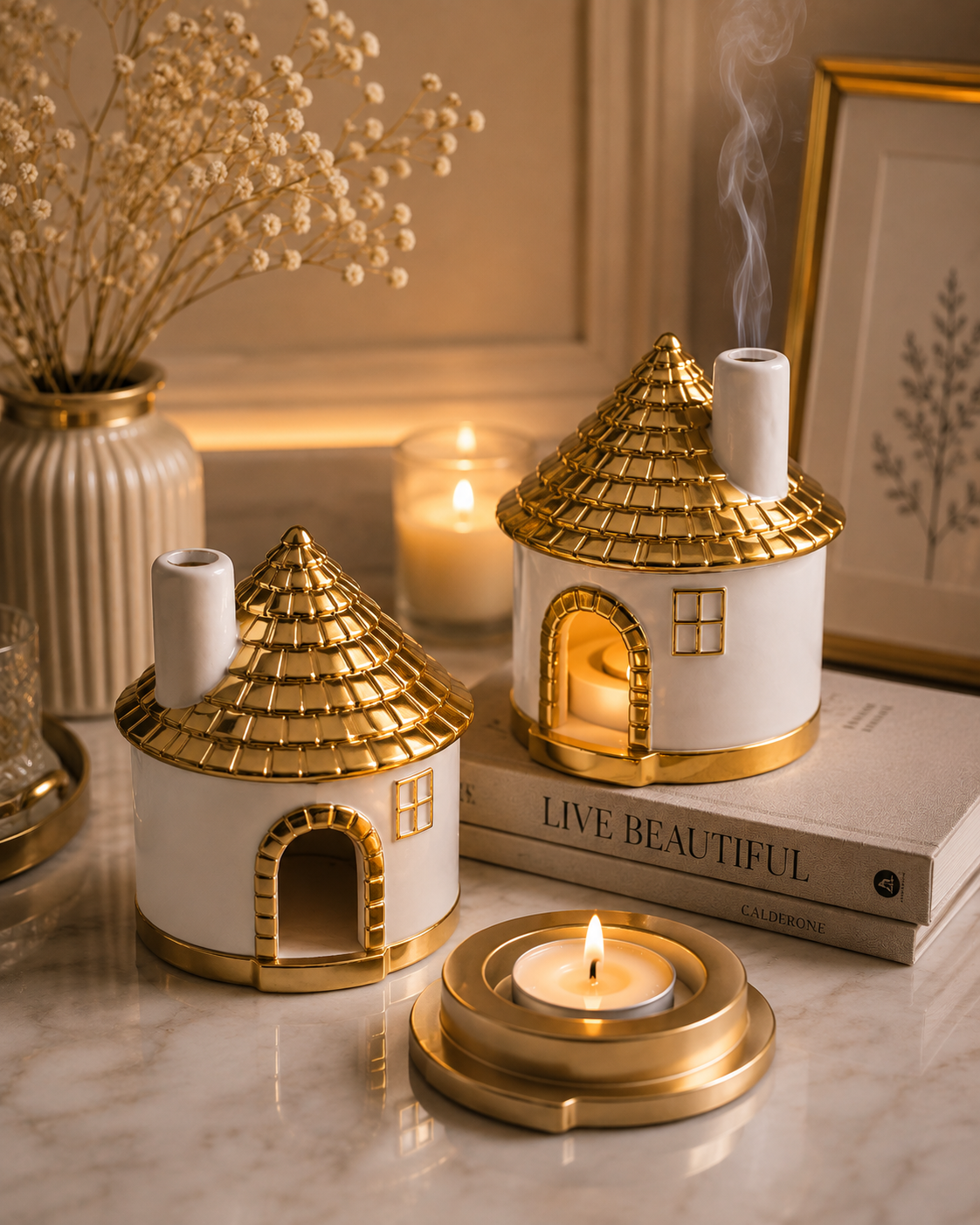 Roof Ceramic House Candle Holder