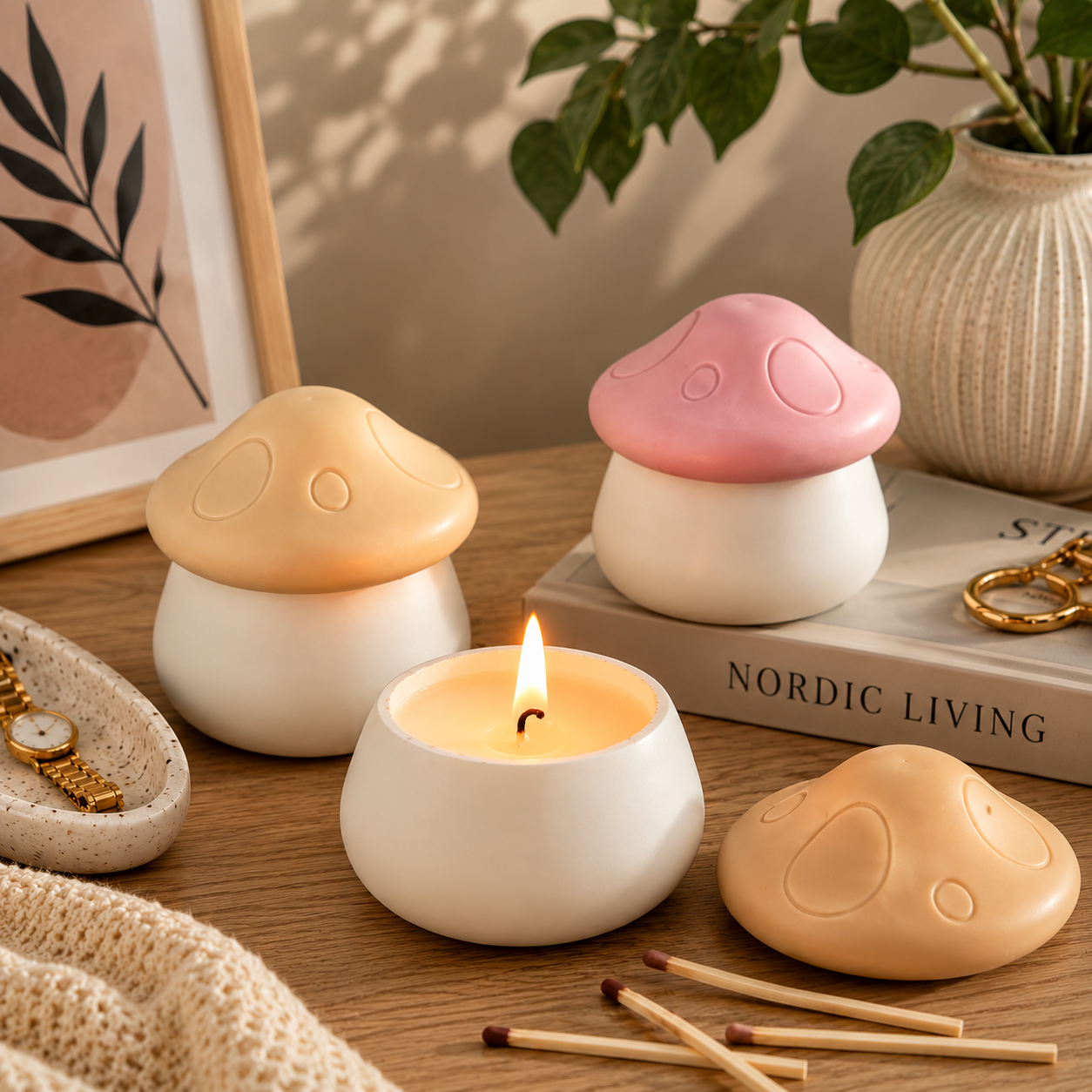Mushroom-Shaped Decorative Candle