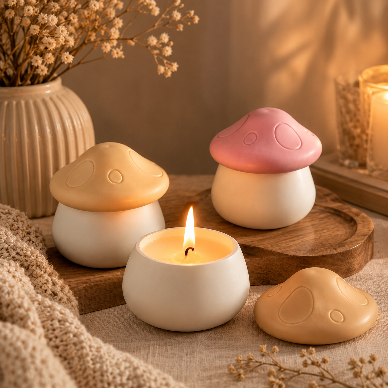 Mushroom-Shaped Decorative Candle