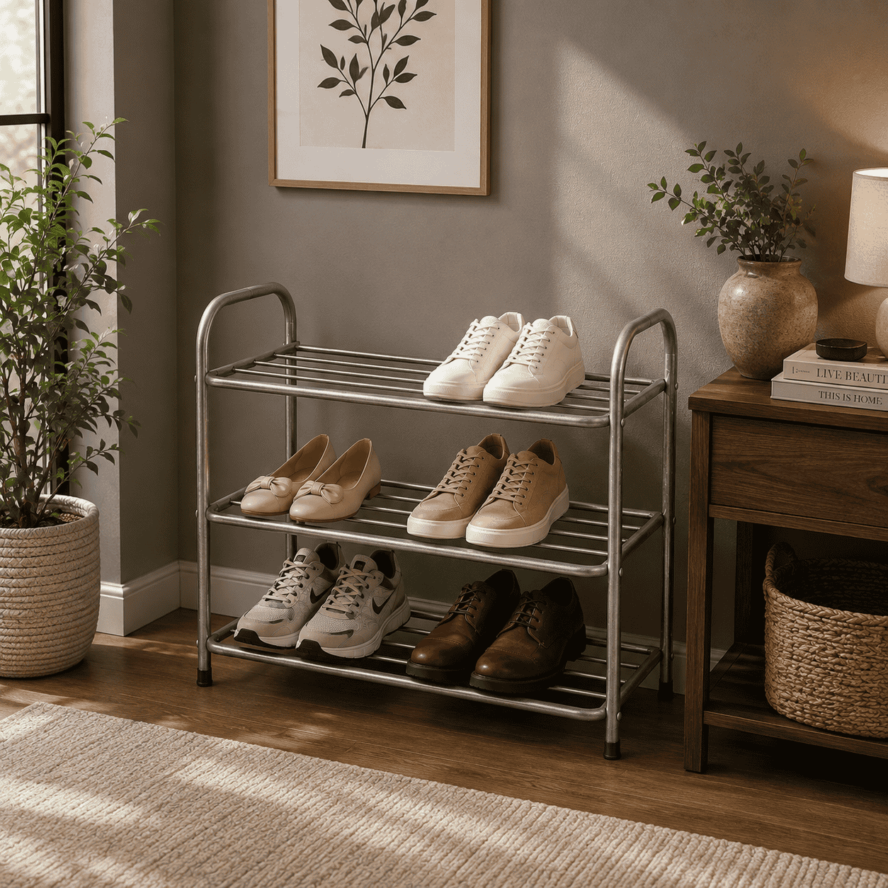 3-Tier Metal Shoe Rack