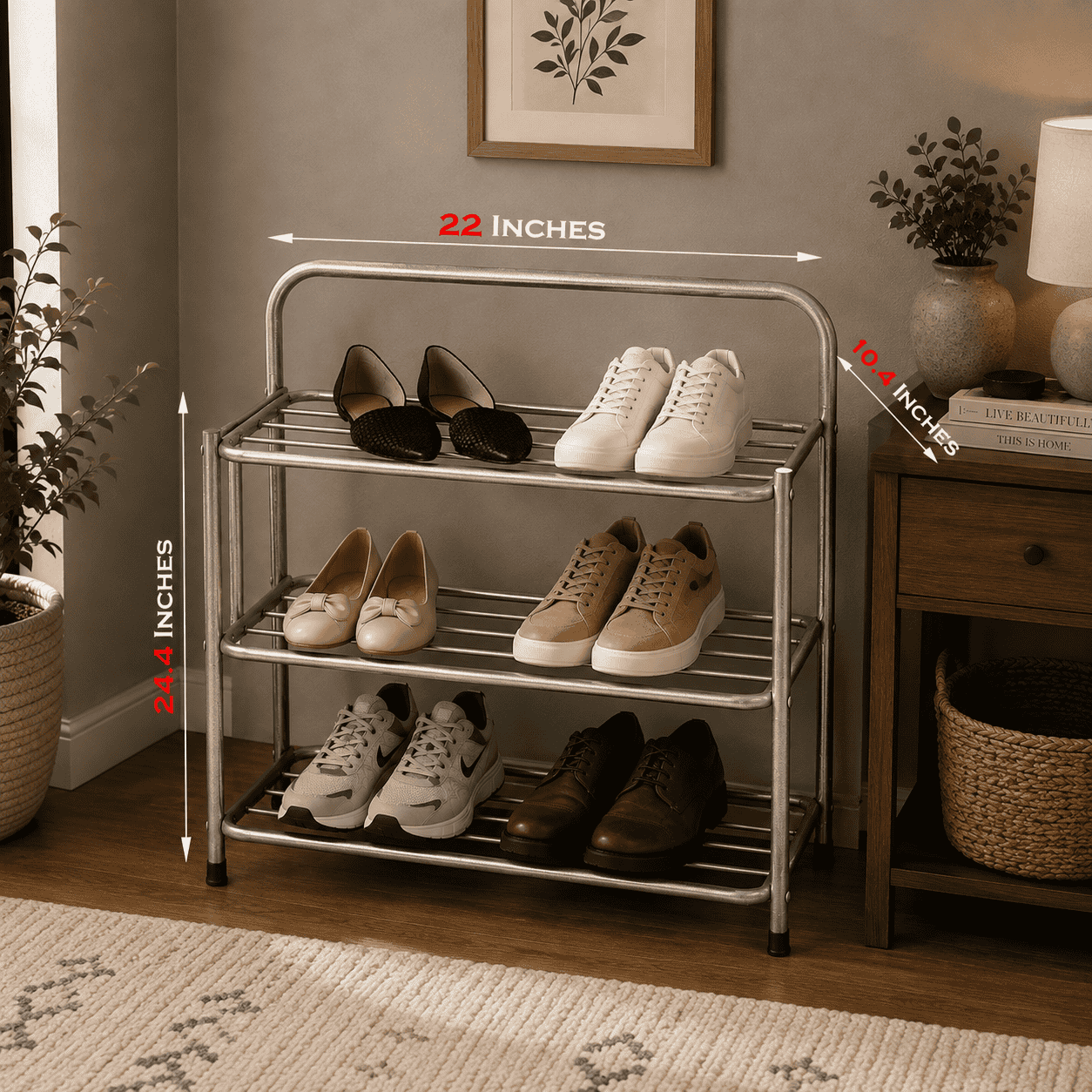 3-Tier Metal Shoe Rack