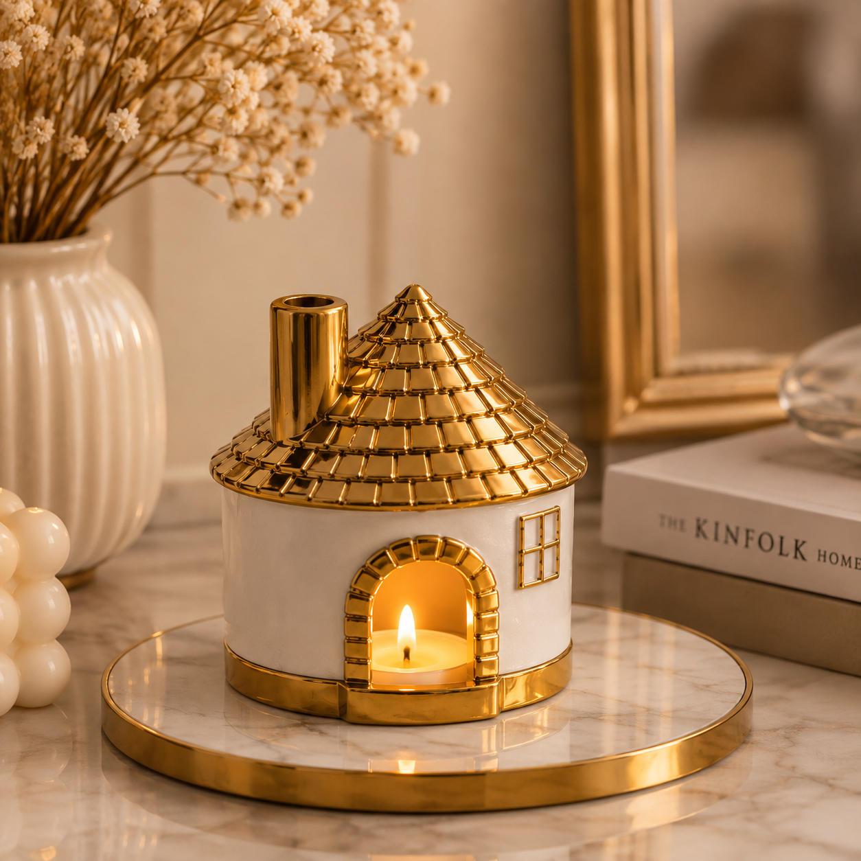 Roof Ceramic House Candle Holder