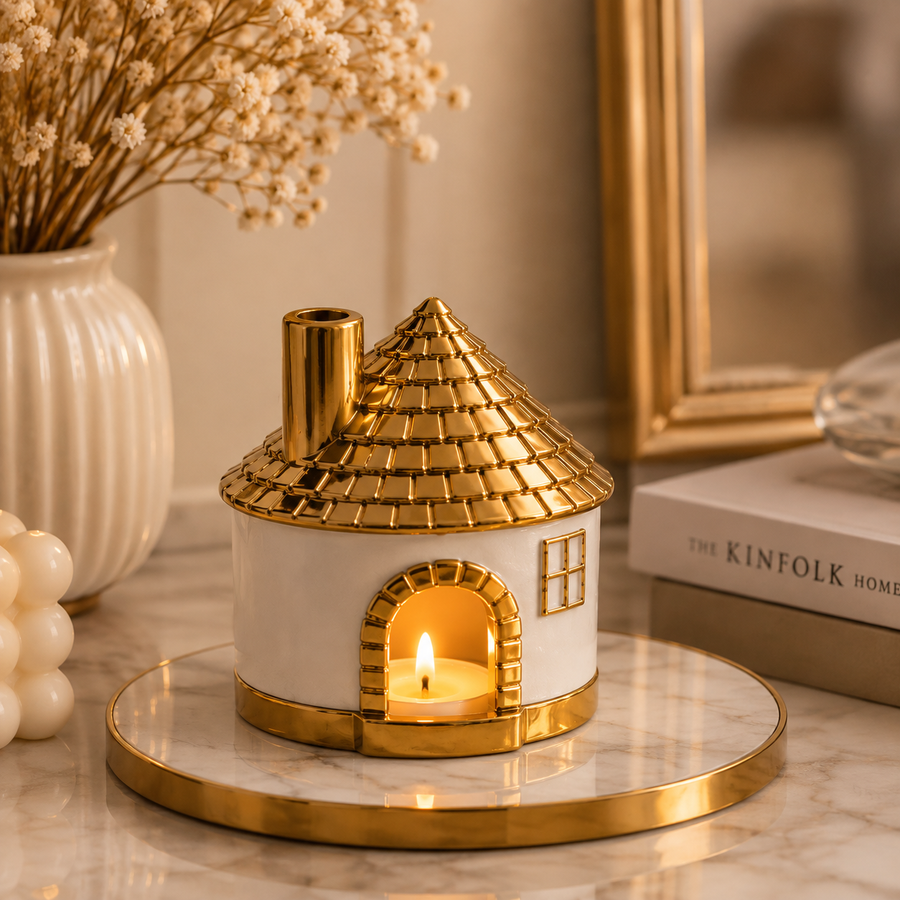 Roof Ceramic House Candle Holder