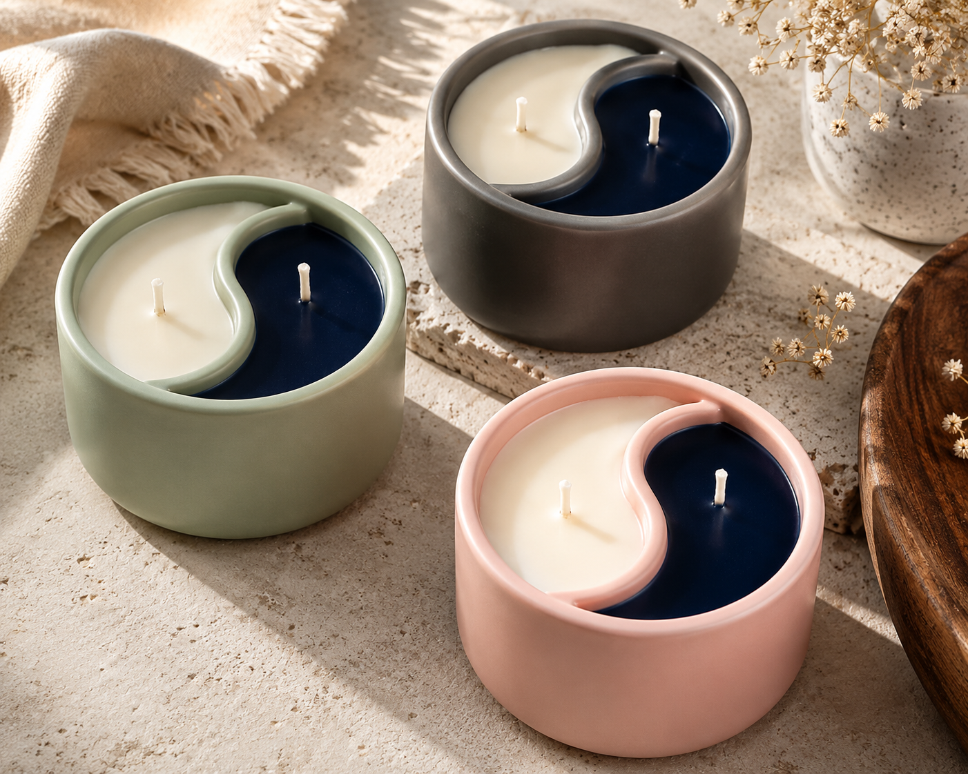 Yin Yang Scented Soy Candle | Handmade Aromatherapy Candle for Home Décor