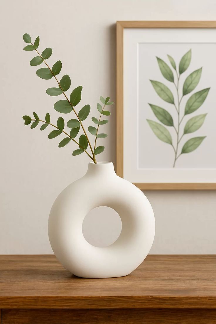 Nordic Donut Ceramic Vase Set (Pack of 2) – Modern Pampas Grass Decorative Vases | Minimalist Home Décor