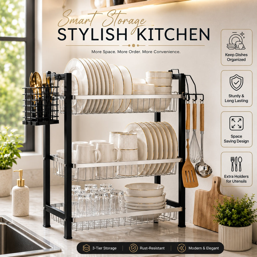 3-Tier Countertop Dish Drying Rack
