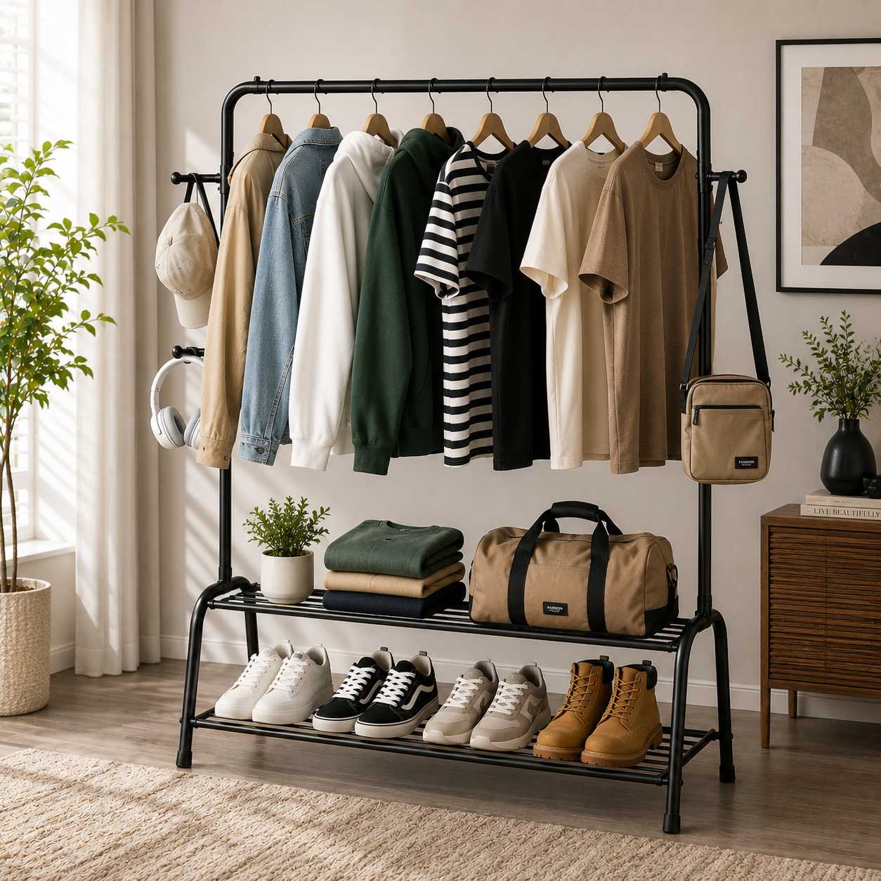 2-Tier Clothes & Shoe Rack