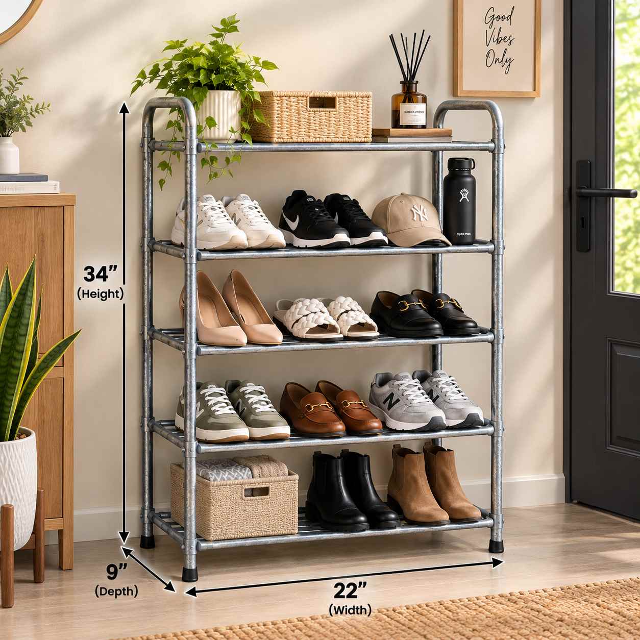 5-Tier Metal Shoe Rack
