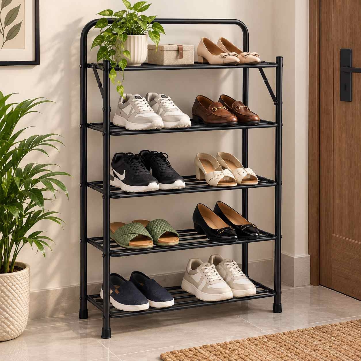 Foldable Metal Shoe Rack – 3/4/5 Tier
