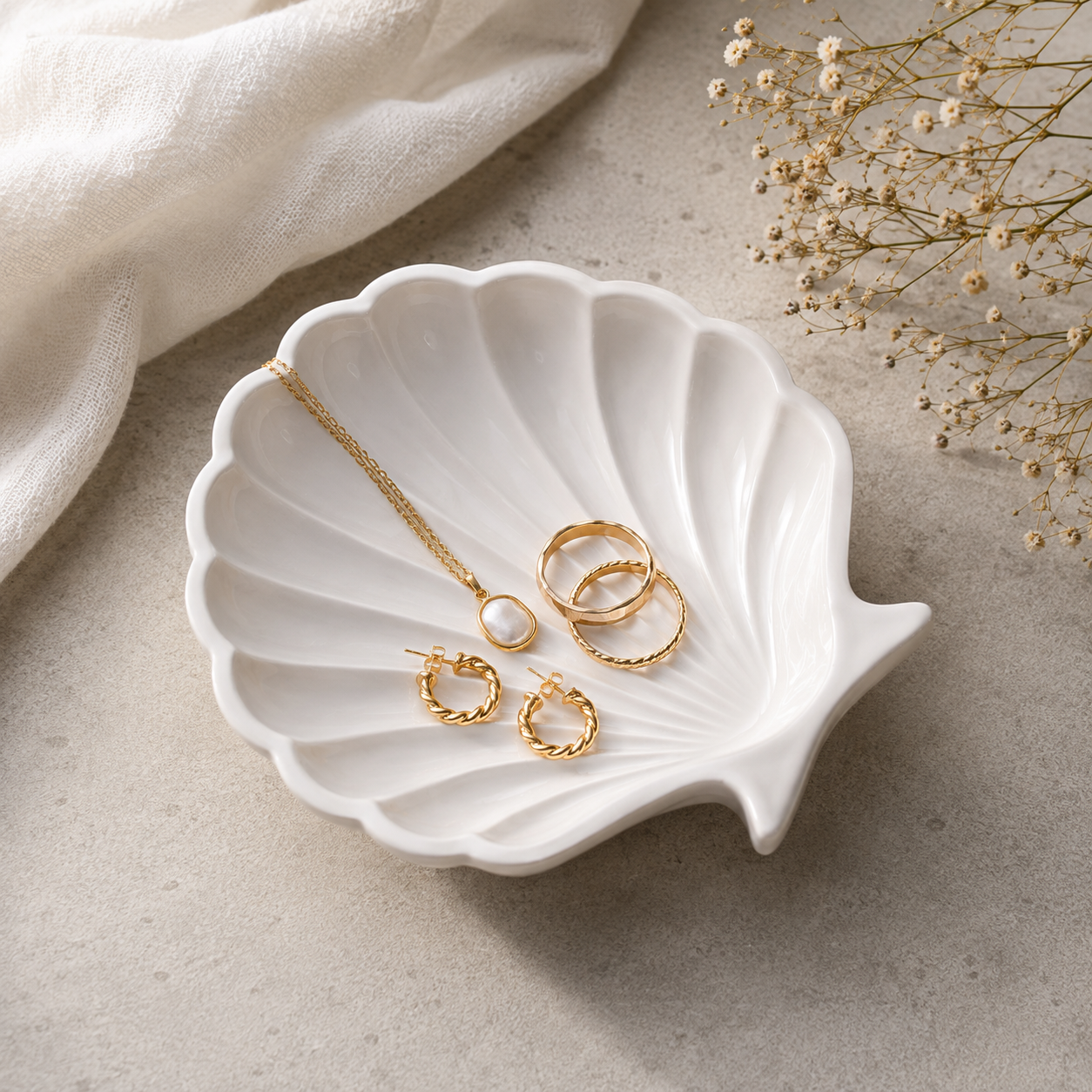 Shell-Shaped Jewelry Dish